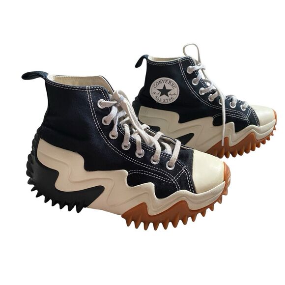 Converse Run Star Motion Platform Shoes 6.5 EU 37.5 Black Canvas Sneakers - Picture 1 of 10